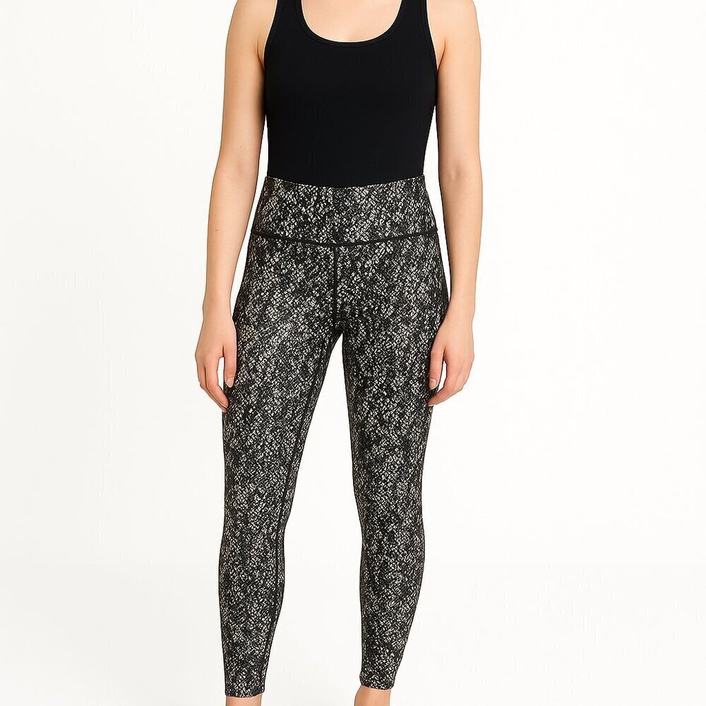 SPANX Faux Leather Snake Shine Leggings Gray Small NWT